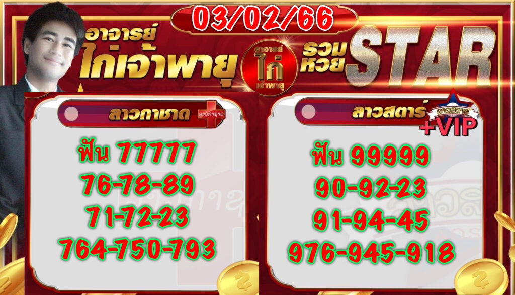 รวมหวยลาว ไก่เจ้าพายุ-3/2/66